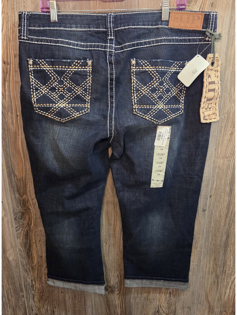 Cowgirl Up CG Denim Capri Cropped Jeans Women Size 34x26 {NEW - $75 MSRP} rodeo